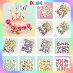 SET BƯỚM 3D HỒNG TÍM TRANG TRÍ BÁNH KEM – PHỤ KIỆN DECOR BÁNH SINH NHẬT, HIỆU ỨNG BAY ĐẸP MẮT DUHA 069