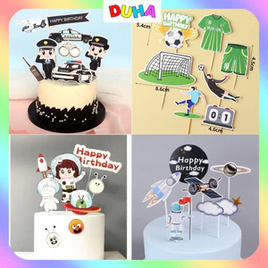 Bịch 10 Set giấy hình cắm phi hành gia mẫu mới, vũ trụ- phụ kiện trang trí bánh sinh nhật, bánh kem DUHA 071