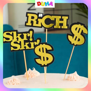 Set cắm Chữ $, Chữ Rich, Chữ SKR trang trí bánh sinh nhật DUHA 072