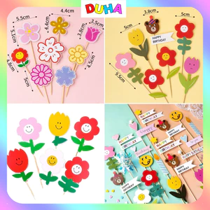 COMBO 50 SET CẮM GIẤY Chủ đề cây, chủ đề hoa, trang trí bánh kem, sét giấy trang trí bánh sinh nhật DUHA 073