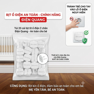 Túi 20 Cái Nút Che Ổ Điện An Toàn Cho Bé - Nắp Bịt Ổ Cắm Điện 2 Chân Chống Giật, Bảo Vệ Trẻ Em
