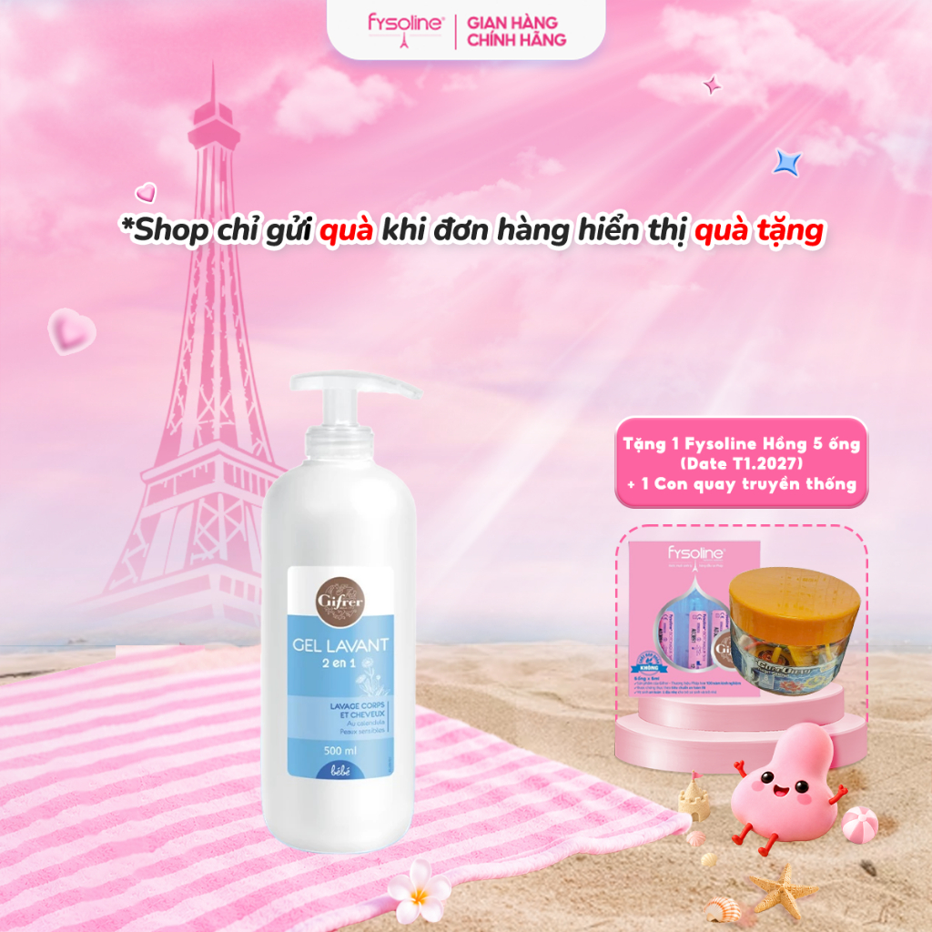 Sữa Tắm Gội 2 trong 1 cho bé Gifrer 500ml - Tinh chất Cúc Vạn Thọ Kháng khuẩn tăng cường độ ẩm - Fysoline