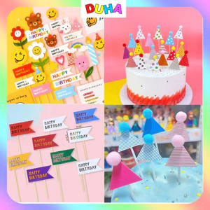 Bịch 10 set giấy hình mũ trang trí bánh kem, bánh sinh nhật DUHA 077