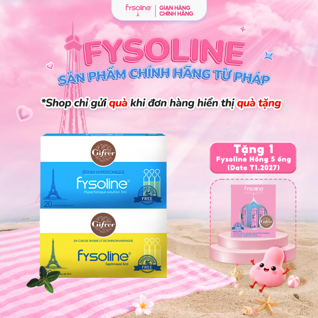 Combo Fysoline Vàng 20 Ống (Date T4.2027) + Xanh 20 Ống Hỗ Trợ Giảm Viêm Mũi, Sổ Mũi Cho Bé