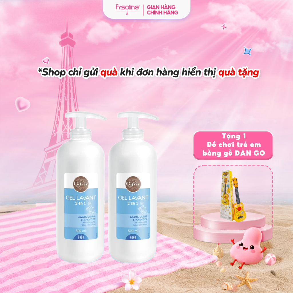 Combo 2 Sữa Tắm Gội Gifrer 500ml Cho Bé 2 Trong 1 Dịu Nhẹ Dưỡng Ẩm Chiết Xuất Cúc Vạn Thọ - Fysoline