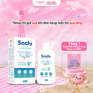 Nước tắm thảo dược Sachi 500ml cho bé - Làm sạch dịu nhẹ, ngăn ngừa rôm sảy, mẩn ngứa và mảng bám da đầu