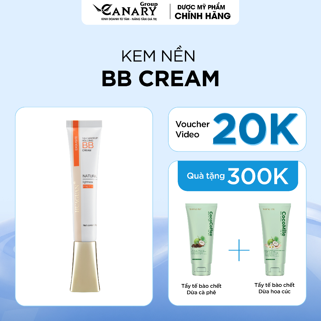 Kem Nền 10H Huaguan, che khuyết điểm, chống nắng và dưỡng ẩm 30g 10H - BB Cream