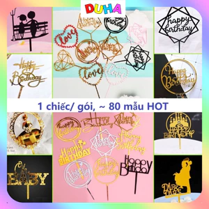 Combo 100 Thẻ Mica Happy Birthday - Phụ Kiện Trang Trí Bánh Kem Phụ Kiện Bánh Sinh Nhật DUHA 082