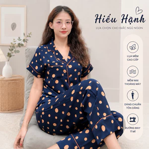 Đồ Bộ Pyjama Viền Lé Tay Ngắn Quần Dài Lụa Mango Size từ 48 đến 78kg