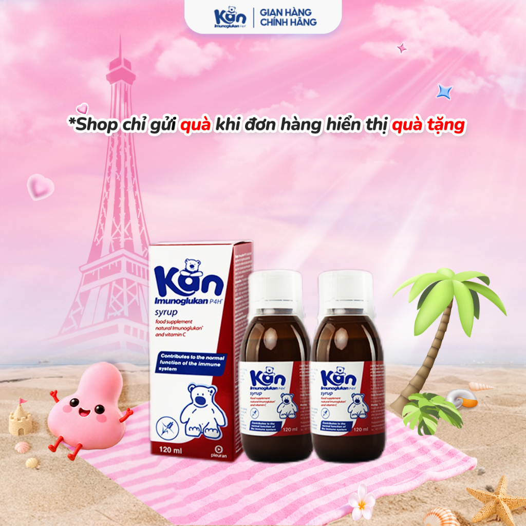 Combo 2 Siro Kan ImunoGlukan hỗ trợ miễn dịch nâng cao sức đề kháng cho bé - Nhập khẩu Châu Âu chai 120ml