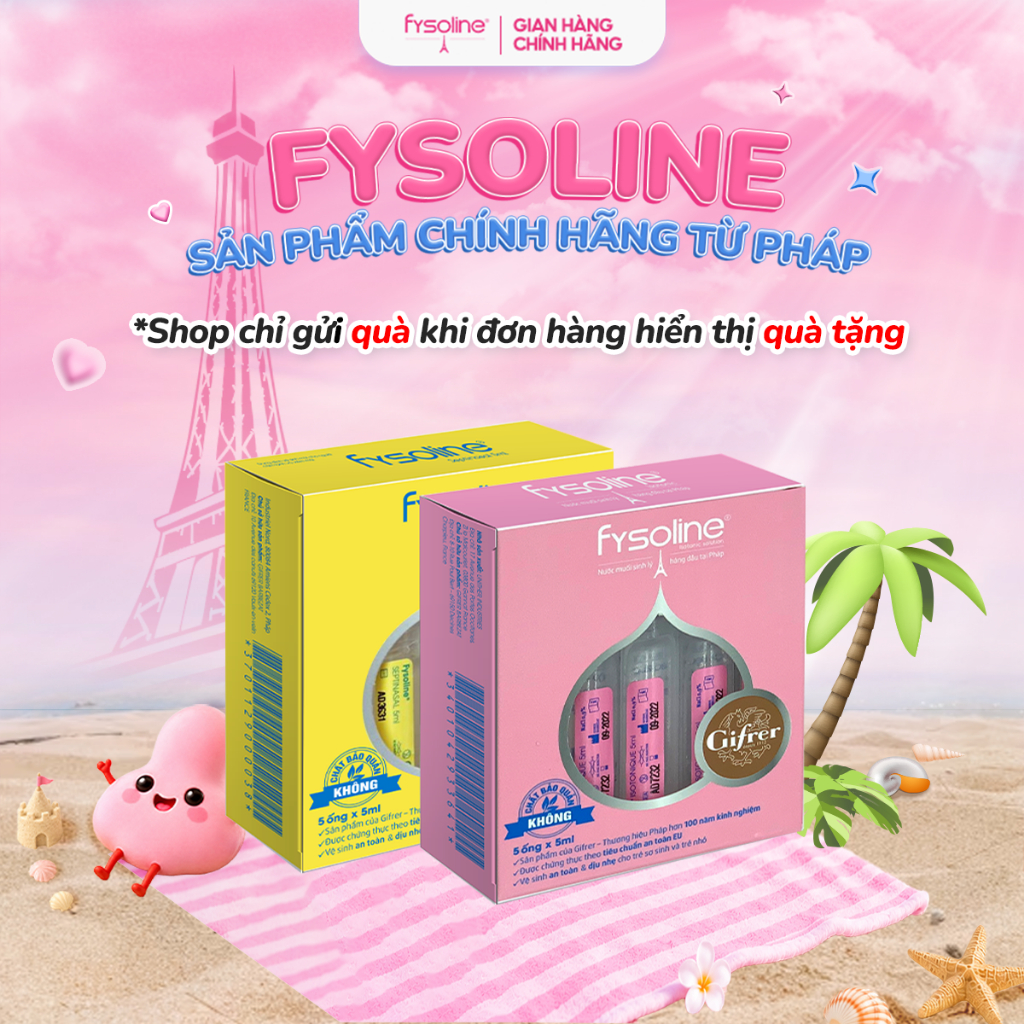 Nước muối sinh lý Fysoline vệ sinh mắt, mũi, miệng cho bé - combo 05 ống hồng + 05 ống vàng 5ml (Date T4.2027)