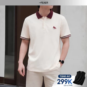 Áo Polo STEED nam thêu ngựa sắc nét, form regular fit, cổ đứng sang trọng, lịch lãm, tay bo dệt - FEAER