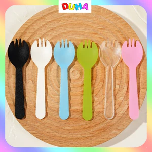 Set 100 muỗng/ thìa nhựa dùng ăn bánh kem, xôi, yaua, sữa chua, flan, món tráng miệng DUHA 094