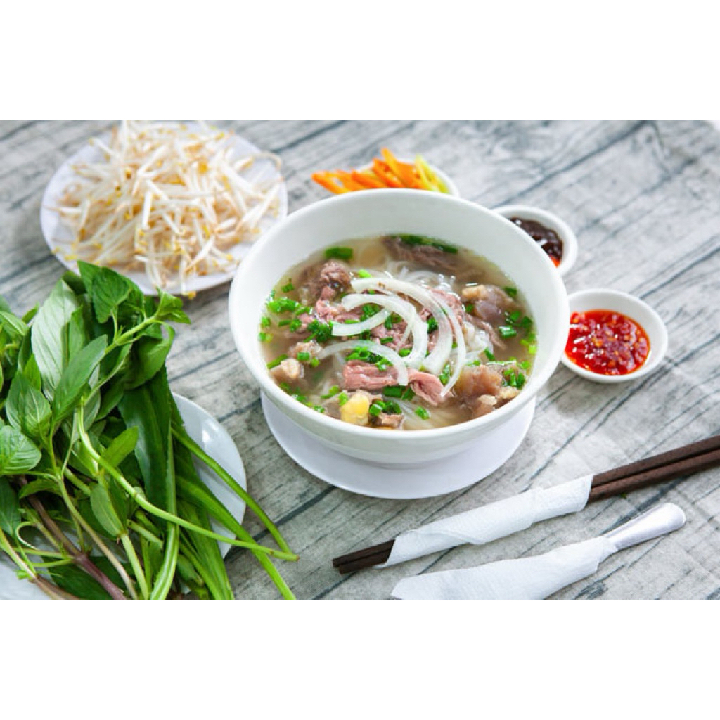 PHỞ GẠO ĐẬU XANH NHÂN NHẤT - Phở tươi sấy khô ăn liền gói 350G, sợi dai ngon thơm mát, không phụ gia
