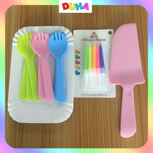 Set DAO DĨA,ĐĨA GIẤY nến sinh nhật dùng 1 lần phụ kiện sinh nhật.(1 BỘ gồm 10 phần ăn ) DUHA 097