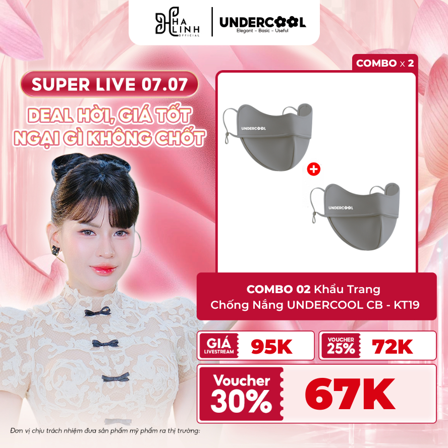 [VHL x UNDERCOOL]COMBO 2 Khẩu Trang Chống Nắng UNDERCOOL Có Gọng,Thun Lạnh 2 Lớp Chống Tia UV KT19
