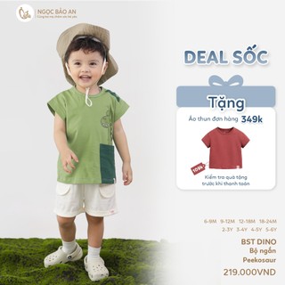 M&B (6M-6Y) Bộ quần áo sát nách PEEKOSAUR cotton thoáng mát, co giãn tốt, thấm hút mồ hôi-DINO5.25