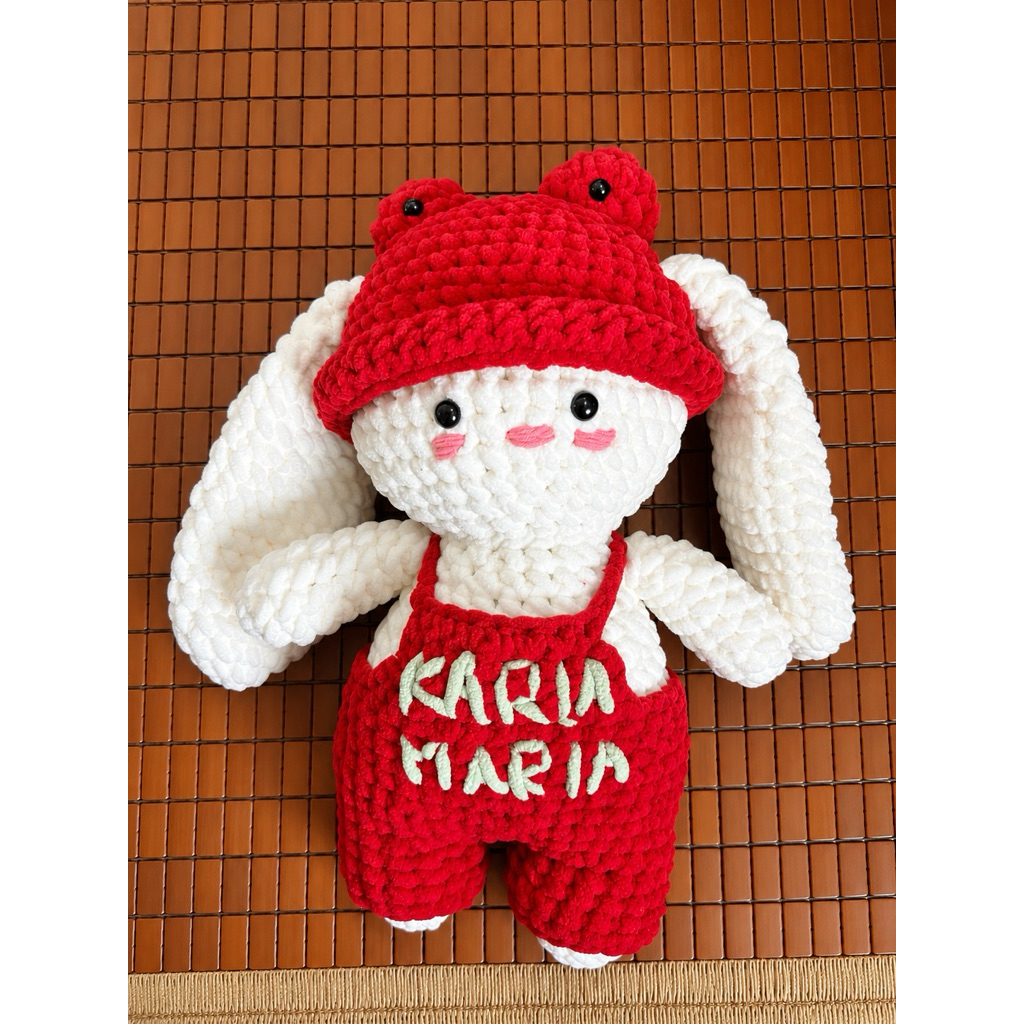 Quà tặng gấu bông thỏ tai dài len nhung đũa handmade sản phẩm thủ công