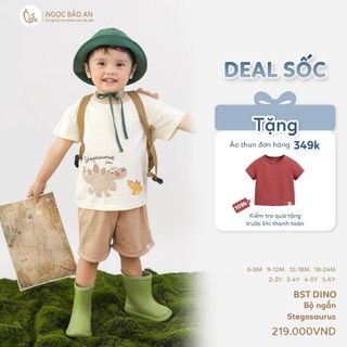 M&B (6M-6Y) Bộ quần áo cộc tay STEGOSAURUS cotton thoáng mát, co giãn tốt, thấm hút mồ hôi-DINO5.25