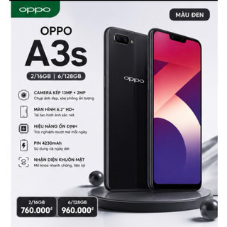 Điện Thoại OPPO A3s Fullbox 2GB/16GB 6GB/128GB | Camera Kép 13MP | Pin 4230mAh | Màn Hình 6.2 Inch | Bảo Hành 12 Tháng