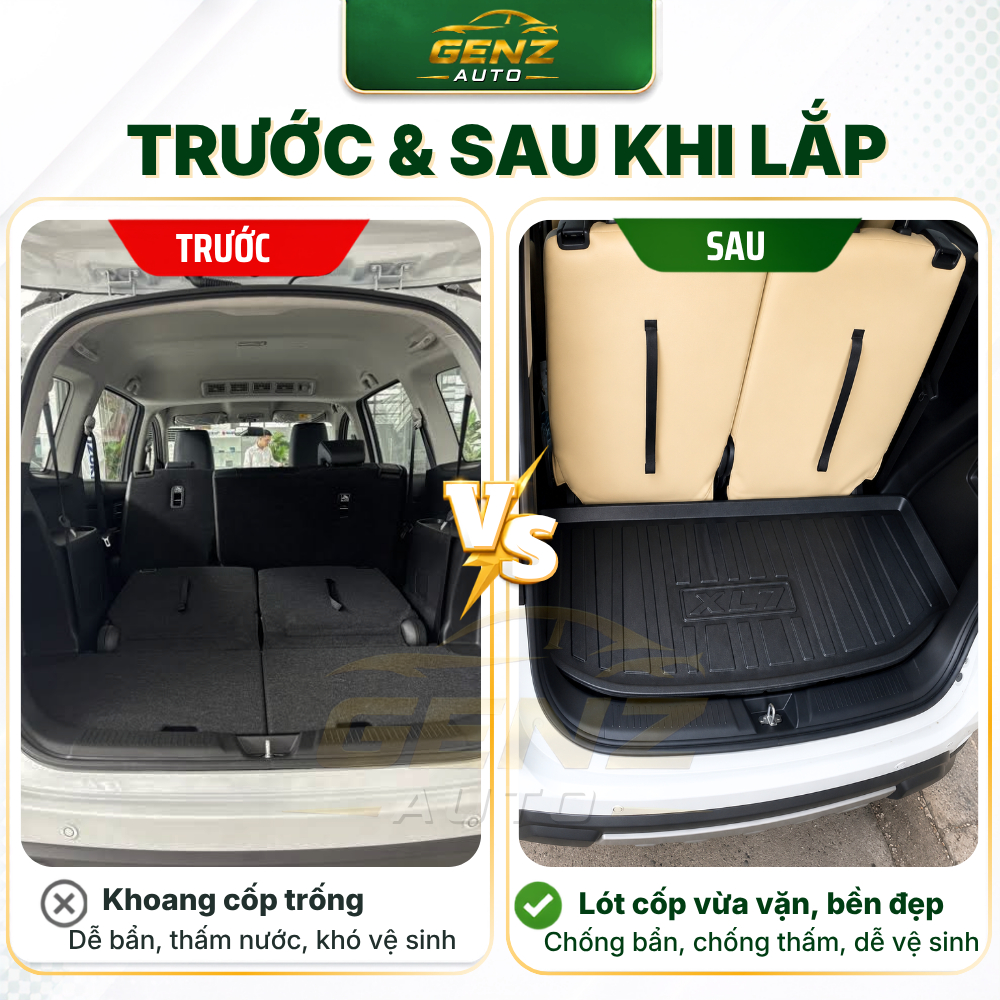 Lót cốp Suzuki XL7 2019-Nay- Nhựa dẻo TPO Không mùi, Chuẩn khít form xe, Chống thấm nước, Dễ vệ sinh