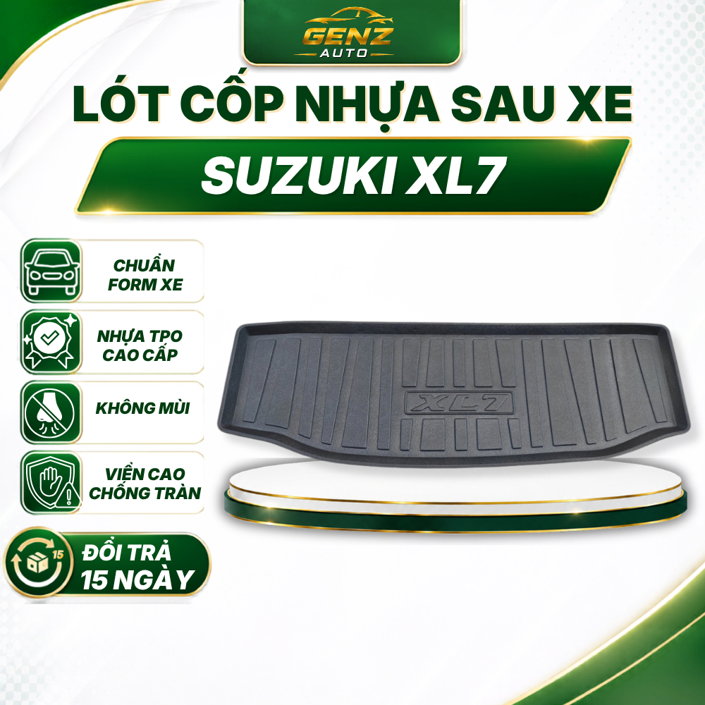 Lót cốp Suzuki XL7 2019-Nay- Nhựa dẻo TPO Không mùi, Chuẩn khít form xe, Chống thấm nước, Dễ vệ sinh
