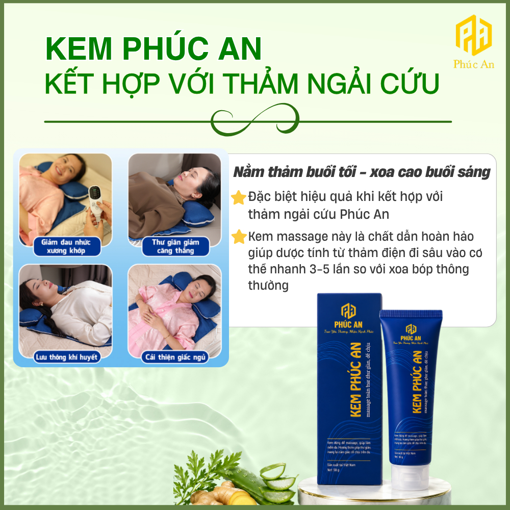 Kem massage Phúc An, Con lăn massage cải thiện nhức mỏi cổ vai gáy, Thành phần thảo dược (50gram)