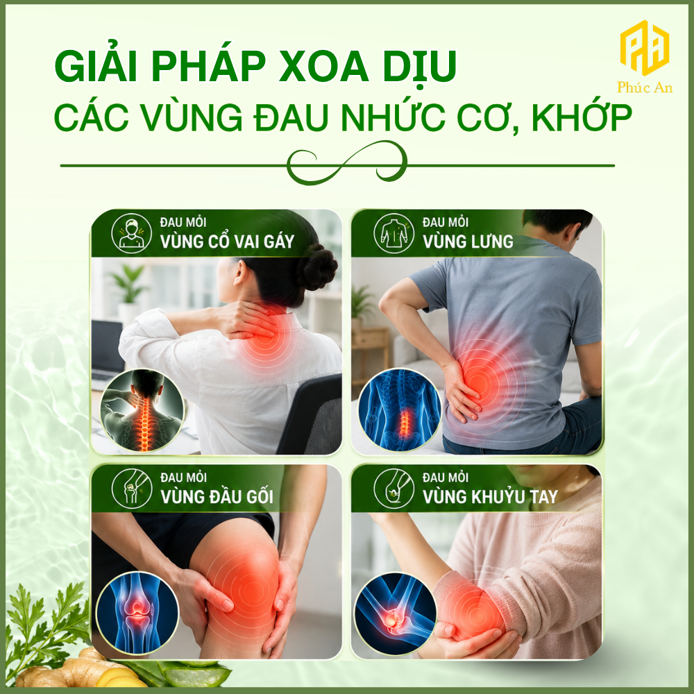 Kem massage Phúc An, Con lăn massage cải thiện nhức mỏi cổ vai gáy, Thành phần thảo dược (50gram)