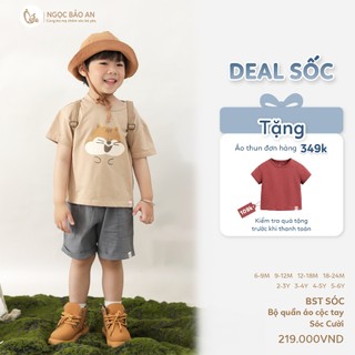 M&B (6M-6Y) Bộ quần áo bé trai cộc tay Sóc Cười cotton thoáng mát, thấm hút tốt, dễ mặc cho bé-SOC