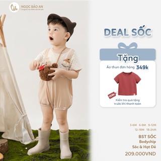 M&B (3M-24M) Bodychip cộc tay Sóc & Hạt Dẻ, mềm mại thoáng mát thời trang dành cho bé trai.
