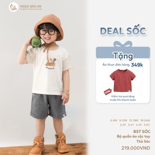 M&B (6M-6Y) Bộ quần áo bé trai cộc tay Thỏ Sóc cotton thoáng mát thấm hút tốt dễ mặc cho bé-SOC5.25