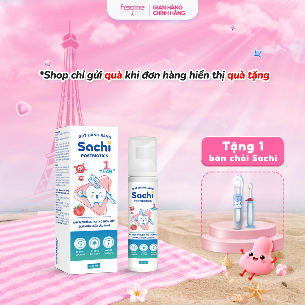 Bọt Đánh Răng Sachi Postbiotics Dạng Bọt Giúp Làm Sạch, Ngừa Sâu Răng 80ml