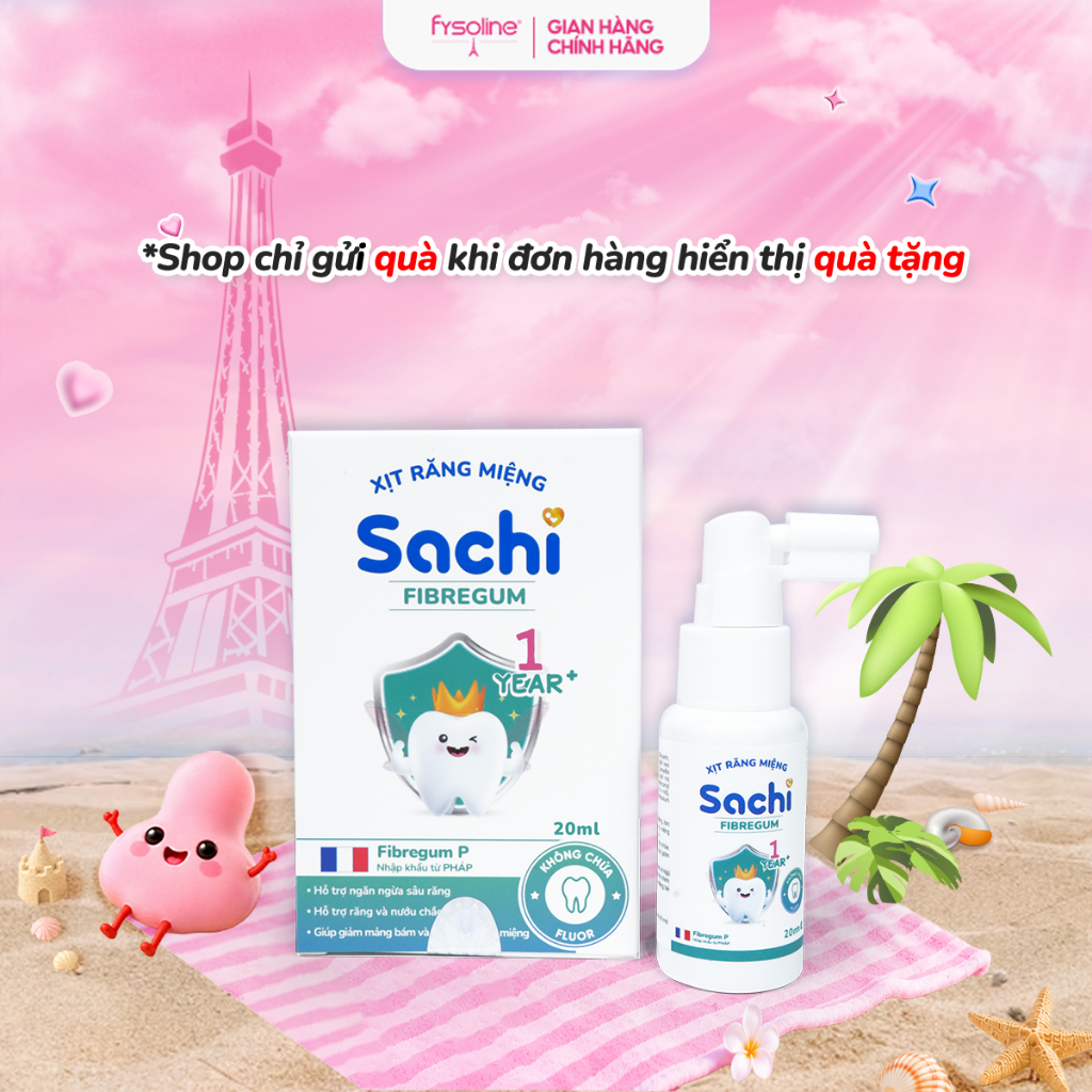 Xịt răng miệng Sachi Fibregum 20ml giúp sạch thơm miệng, hỗ trợ ngăn ngừa sâu răng