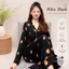 Mango Đồ Bộ Pyjama Viền Lé Tay Dài Quần Dài Lụa Cao Cấp Size 45-69kg