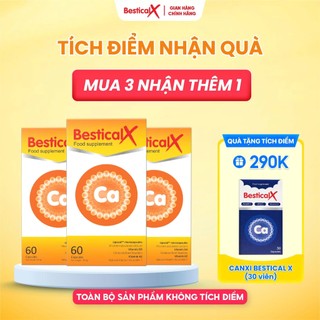 [Tặng 1 BesticalX 30v] Combo 3 hộp Canxi Bestical X (60 viên) - Bổ sung Canxi, D3K2 cho trẻ từ 8 tuổi (Không tích điểm)