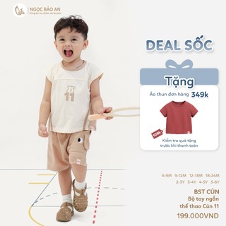 NBAN (6M-6Y) Bộ sát nách bé trai Cún, áo tanktop quần short cotton thoáng mát cho bé mặc hè-CUN