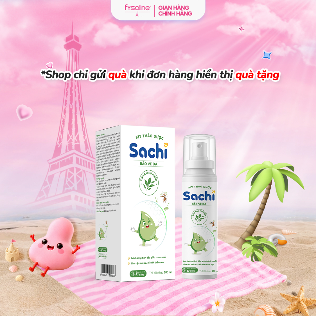 Xịt chống muỗi da thảo dược Sachi - Hộp 1 chai 100 ml