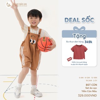NBAN (6M-3Y) Bộ yếm bé trai Cún Nâu, set quần áo cotton thoáng mát họa tiết Cún dễ thương cho bé-CUN