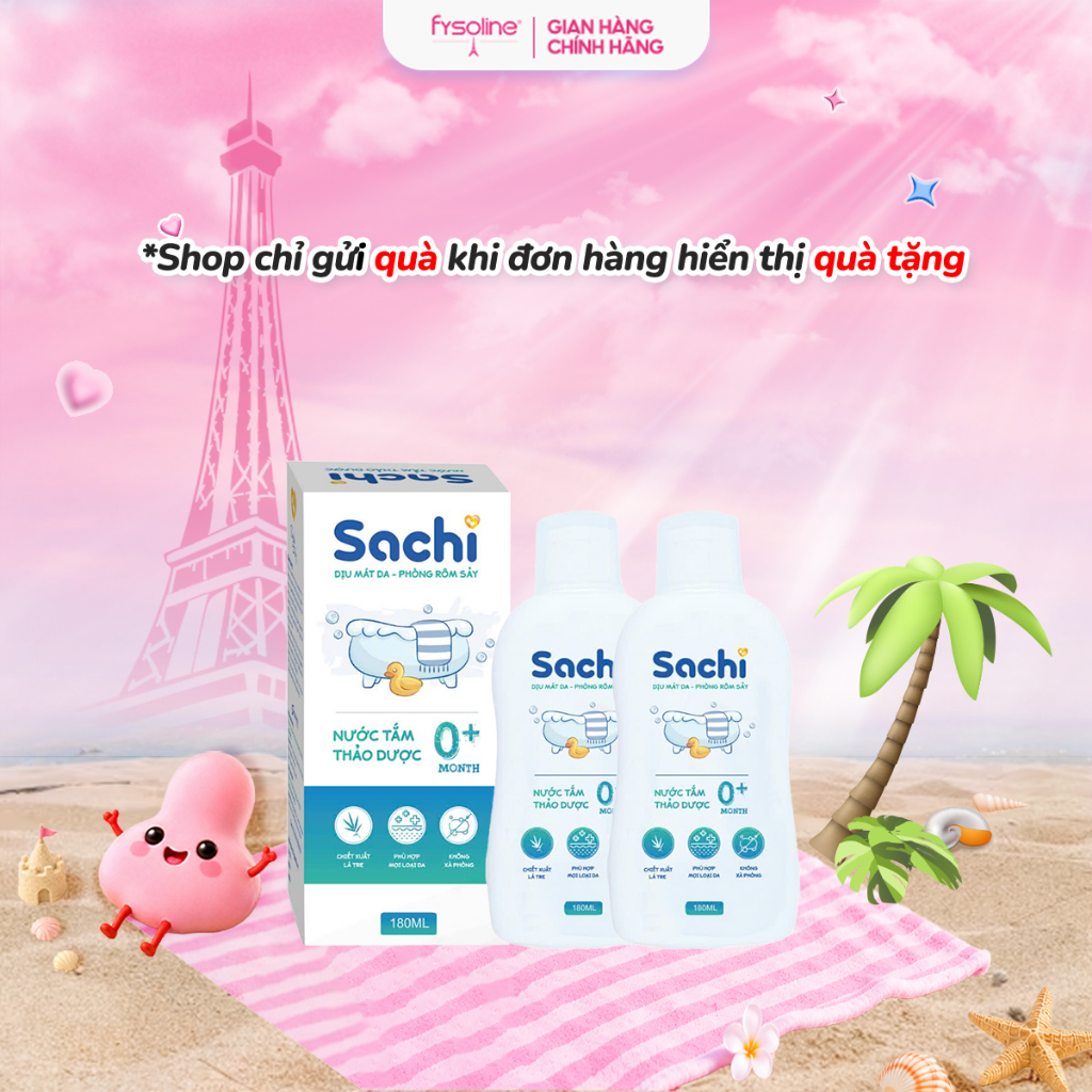 Combo 2 Nước tắm thảo dược Sachi 180ml làm sạch nhẹ nhàng diu mát da, hạn chế mảng bám da đầu