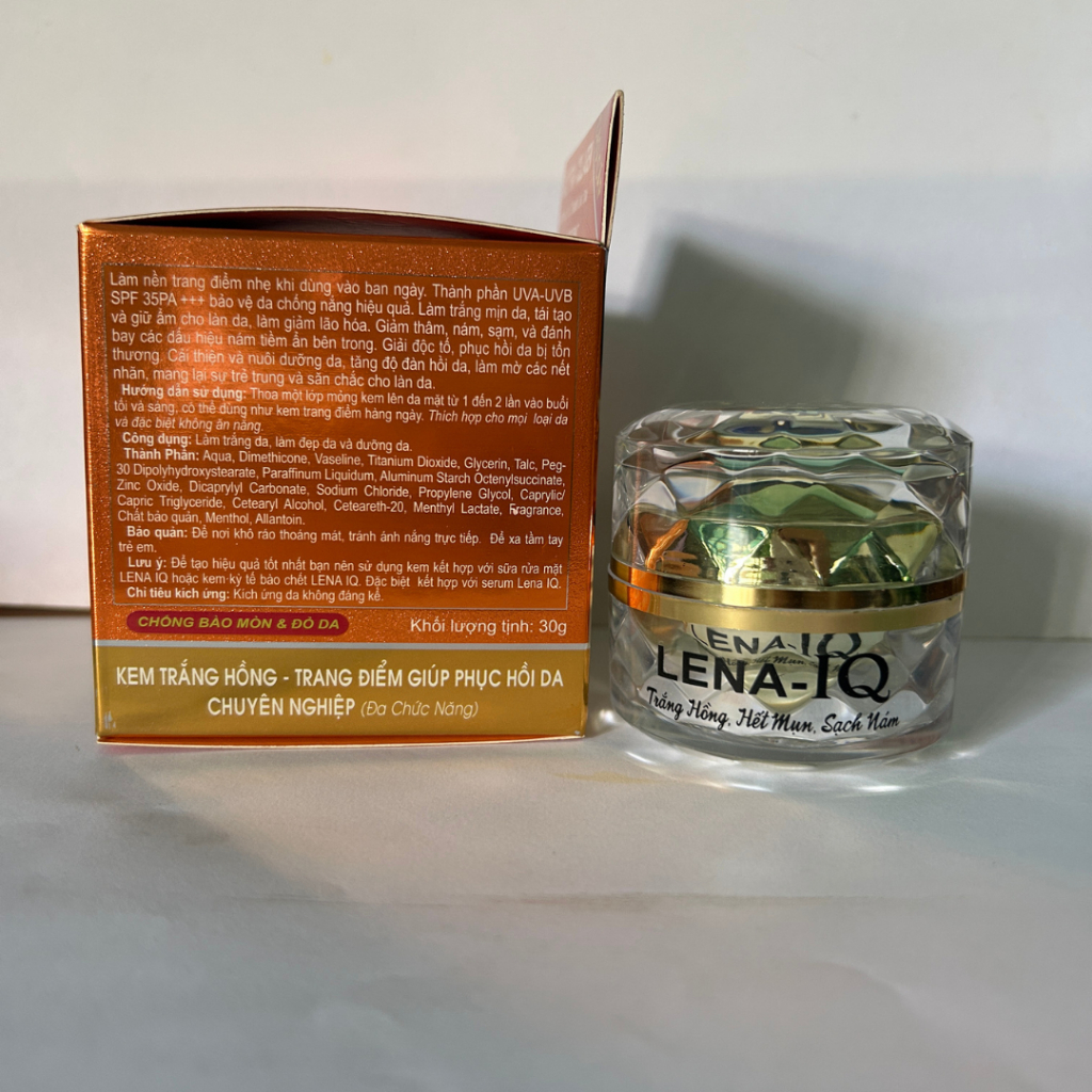 Kem Dưỡng Trắng Da Giữ ẩm Giảm Lão Hóa Ngọc trai Collagen Lena IQ Q6 30g [Cam]