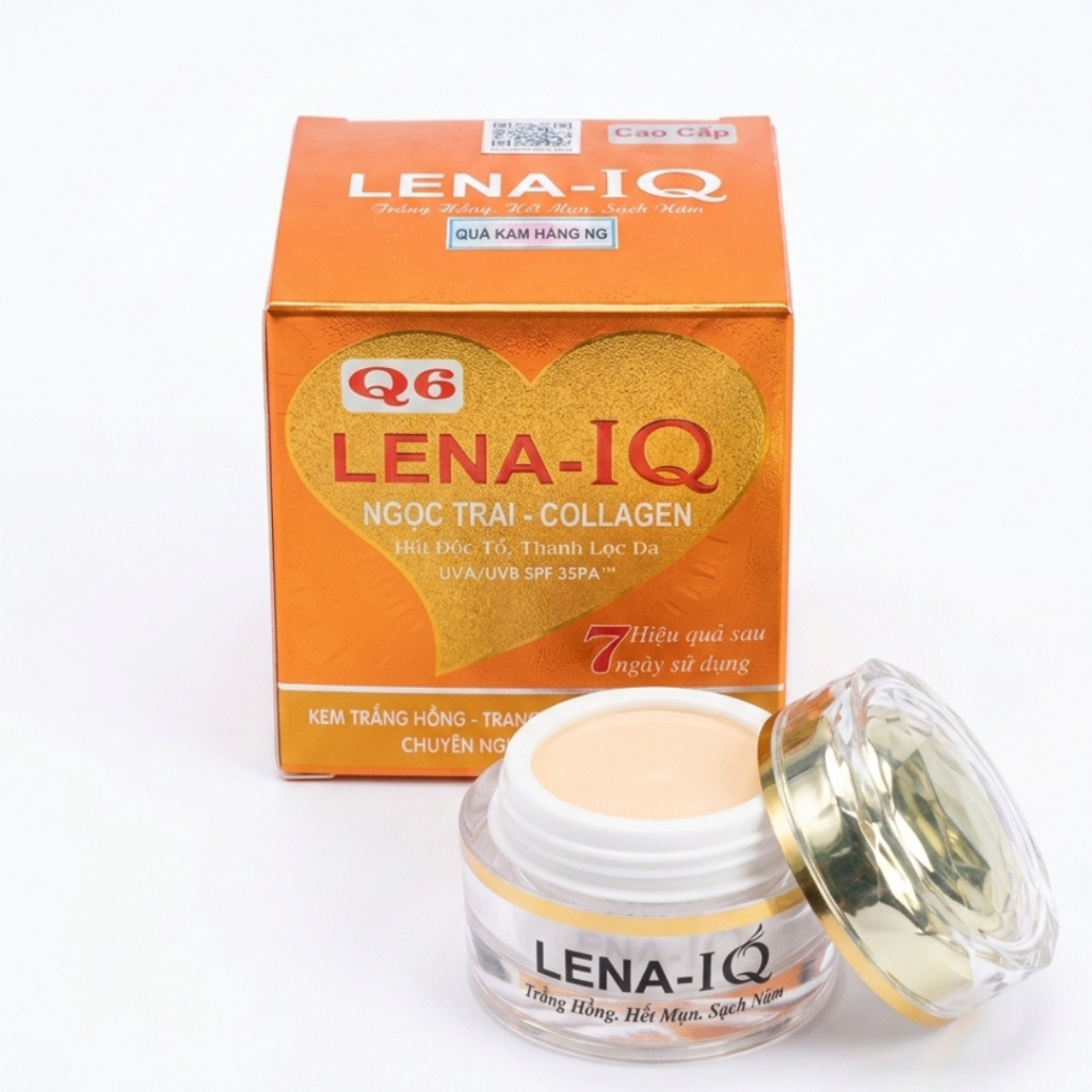 Kem Dưỡng Trắng Da Giữ ẩm Giảm Lão Hóa Ngọc trai Collagen Lena IQ Q6 30g [Cam]