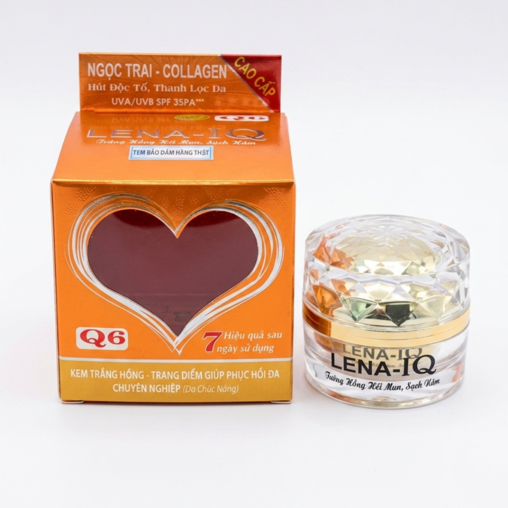 Kem Dưỡng Trắng Da Giữ ẩm Giảm Lão Hóa Ngọc trai Collagen Lena IQ Q6 30g [Cam]