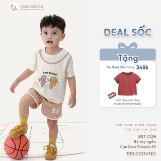 NBAN (6M-6Y) Set đồ ngắn bé trai Cún, áo cộc tay quần short cotton thoáng mát bé đi học, đi chơi-CUN
