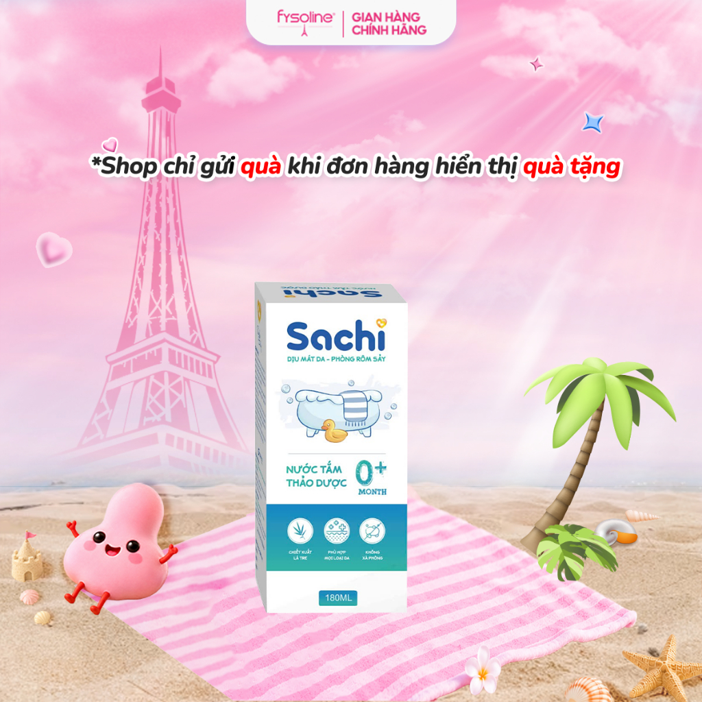 Nước tắm thảo dược cho bé Sachi 180ml làm sạch nhẹ nhàng diu mát da, hạn chế mảng bám da đầu