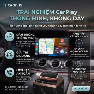 Bộ chuyển đổi Usb Carplay không dây Cronus chính hãng - WIFI 6+Bluetooth 5.4 , Có Update OTA