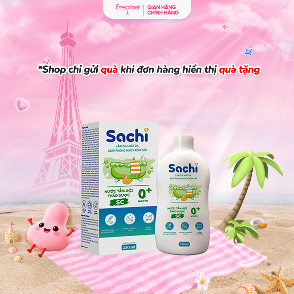 Nước Tắm Thảo Dược Sachi Sả Chanh 250ml - Tự Nhiên Dịu Mát Da, Ngừa Rôm Sảy Cho Bé Từ Sơ Sinh