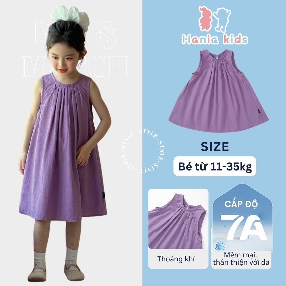 Váy Cho Bé Gái, Váy Suông Trơn Cho Bé Gái Dáng Chữ A Dễ Thương Chất Liệu Thô Mềm Thấm Hút Mồ Hôi