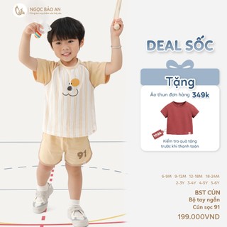 NBAN (6M-6Y) Bộ đồ ngắn bé trai Cún, áo thun quần short cotton thoáng mát bé mặc đi học, đi chơi-CUN