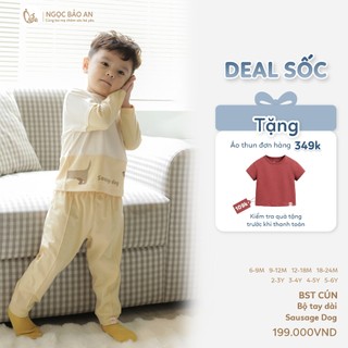 NBAN (6M-6Y) Bộ đồ dài bé trai Cún, set áo quần dài cotton mềm mát cho bé đi học, đi chơi-CUN