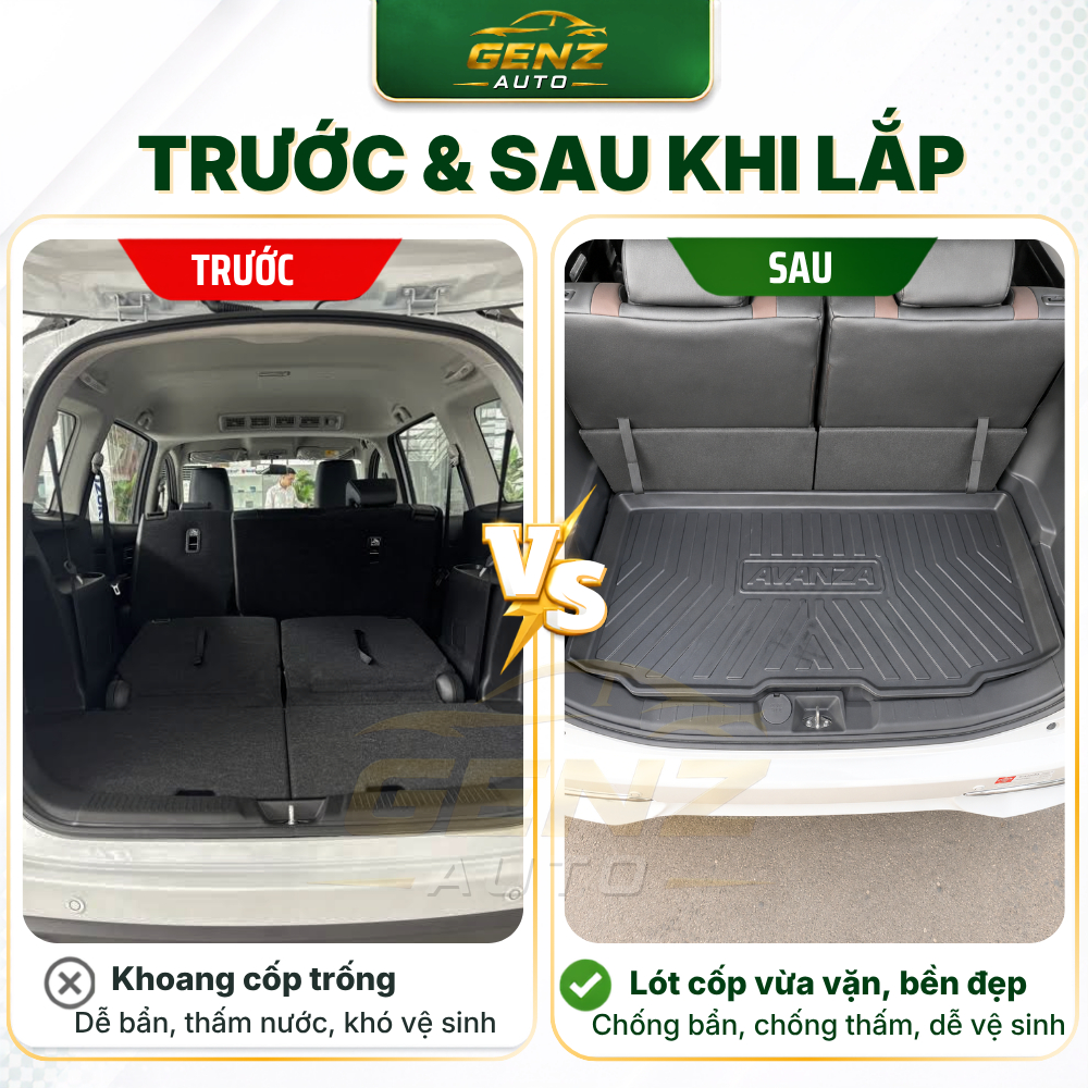 Lót cốp Toyota Avanza 2018 - Nay - Nhựa dẻo TPO Không mùi, Chuẩn khít form xe, Chống thấm nước